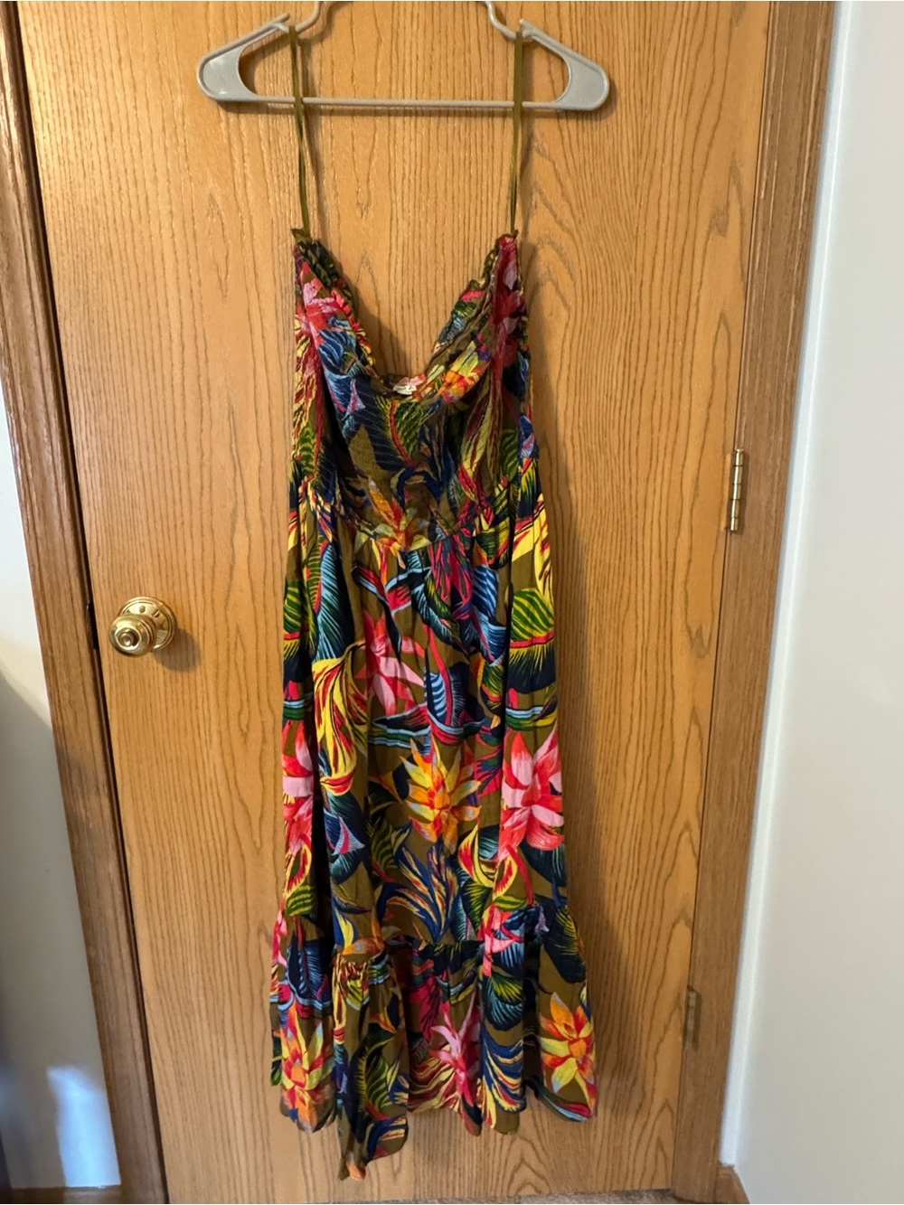 Aerie Tropical Floral Smocked Maxi Dress